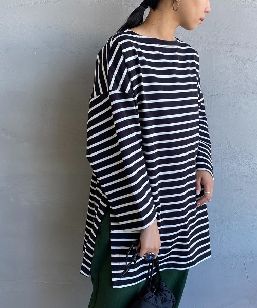 ORCIVAL（オーシバル）の「[ORCIVAL/オーシバル] ビッグシルエット ボートネックボーダーカットソー（Tシャツ/カットソー・レディース・ホワイト/ブラック・1）」の2枚目の写真