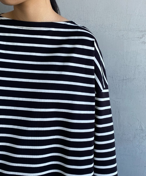 ORCIVAL（オーシバル）の「[ORCIVAL/オーシバル] ビッグシルエット ボートネックボーダーカットソー（Tシャツ/カットソー・レディース・ホワイト/ブラック・1）」の11枚目の写真