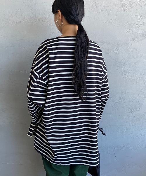 ORCIVAL（オーシバル）の「[ORCIVAL/オーシバル] ビッグシルエット ボートネックボーダーカットソー（Tシャツ/カットソー・レディース・ホワイト/ブラック・1）」の13枚目の写真