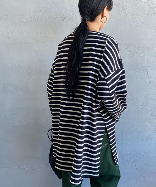 ORCIVAL（オーシバル）の「[ORCIVAL/オーシバル] ビッグシルエット ボートネックボーダーカットソー（Tシャツ/カットソー・レディース・ホワイト/ブラック・1）」の18枚目の写真