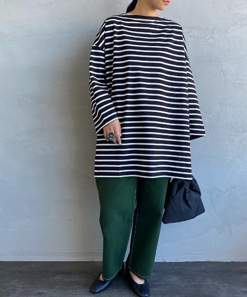 ORCIVAL（オーシバル）の「[ORCIVAL/オーシバル] ビッグシルエット ボートネックボーダーカットソー（Tシャツ/カットソー・レディース・ホワイト/ブラック・1）」の16枚目の写真