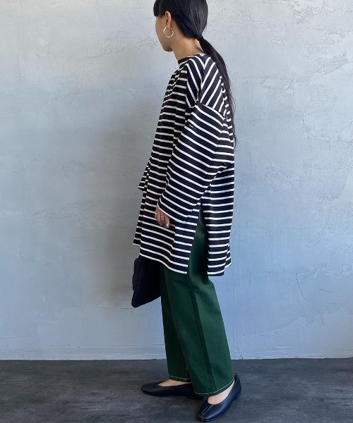 ORCIVAL（オーシバル）の「[ORCIVAL/オーシバル] ビッグシルエット ボートネックボーダーカットソー（Tシャツ/カットソー・レディース・ホワイト/ブラック・1）」の8枚目の写真