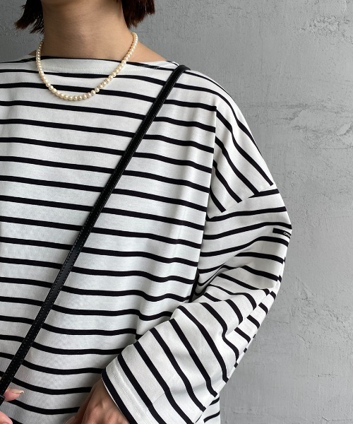 ORCIVAL（オーシバル）の「[ORCIVAL/オーシバル] ビッグシルエット ボートネックボーダーカットソー（Tシャツ/カットソー・レディース・ホワイト/ブラック・1）」の4枚目の写真