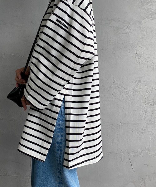 ORCIVAL（オーシバル）の「[ORCIVAL/オーシバル] ビッグシルエット ボートネックボーダーカットソー（Tシャツ/カットソー・レディース・ホワイト/ブラック・1）」の10枚目の写真