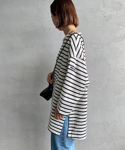 ORCIVAL（オーシバル）の「[ORCIVAL/オーシバル] ビッグシルエット ボートネックボーダーカットソー（Tシャツ/カットソー・レディース・ホワイト/ブラック・1）」の20枚目の写真