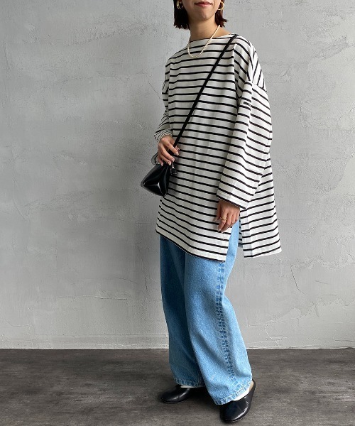 ORCIVAL（オーシバル）の「[ORCIVAL/オーシバル] ビッグシルエット ボートネックボーダーカットソー（Tシャツ/カットソー・レディース・ホワイト/ブラック・1）」の17枚目の写真