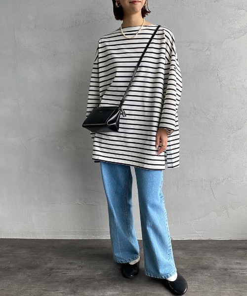 ORCIVAL（オーシバル）の「[ORCIVAL/オーシバル] ビッグシルエット ボートネックボーダーカットソー（Tシャツ/カットソー・レディース・ホワイト/ブラック・1）」の12枚目の写真