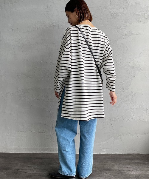 ORCIVAL（オーシバル）の「[ORCIVAL/オーシバル] ビッグシルエット ボートネックボーダーカットソー（Tシャツ/カットソー・レディース・ホワイト/ブラック・1）」の7枚目の写真