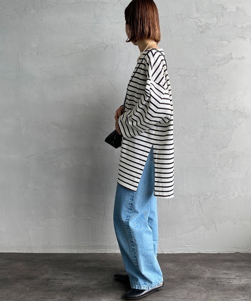 ORCIVAL（オーシバル）の「[ORCIVAL/オーシバル] ビッグシルエット ボートネックボーダーカットソー（Tシャツ/カットソー・レディース・ホワイト/ブラック・1）」の15枚目の写真