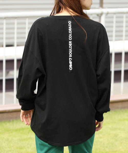 CAMP7（キャンプセブン）の「【CAMP7】テープロゴロンＴ（Tシャツ/カットソー・レディース・ホワイト/ブラック/グリーン・M/L）」の3枚目の写真