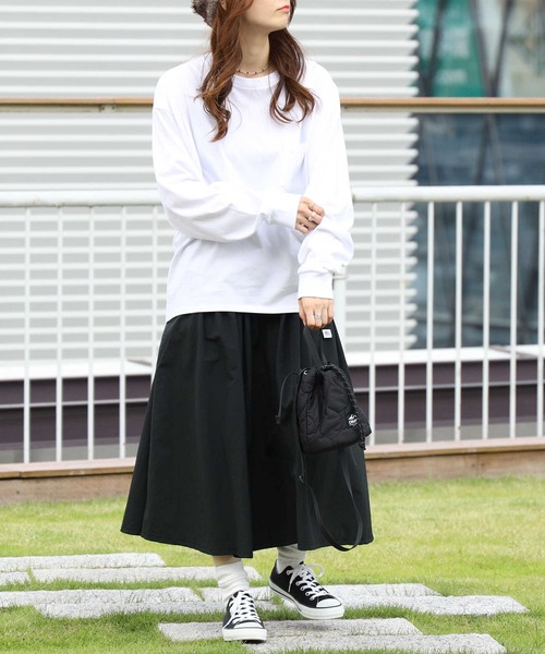 CAMP7（キャンプセブン）の「【CAMP7】テープロゴロンＴ（Tシャツ/カットソー・レディース・ホワイト/ブラック/グリーン・M/L）」の6枚目の写真