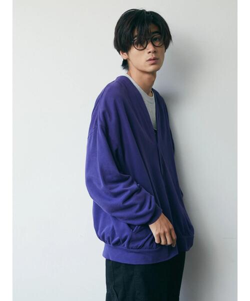 CRAFT STANDARD BOUTIQUE（クラフトスタンダードブティック）の「【BIG】ピグメントダイカーディガン　＊（カーディガン/ボレロ・メンズ・チャコールグレー/ライトグレー/パープル/ライトブラウン・LL/M/L）」の9枚目の写真