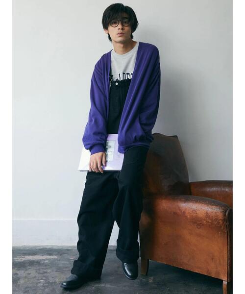 CRAFT STANDARD BOUTIQUE（クラフトスタンダードブティック）の「【BIG】ピグメントダイカーディガン　＊（カーディガン/ボレロ・メンズ・チャコールグレー/ライトグレー/パープル/ライトブラウン・LL/M/L）」の7枚目の写真