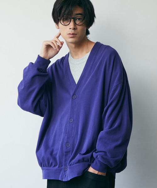 CRAFT STANDARD BOUTIQUE（クラフトスタンダードブティック）の「【BIG】ピグメントダイカーディガン　＊（カーディガン/ボレロ・メンズ・チャコールグレー/ライトグレー/パープル/ライトブラウン・LL/M/L）」の4枚目の写真