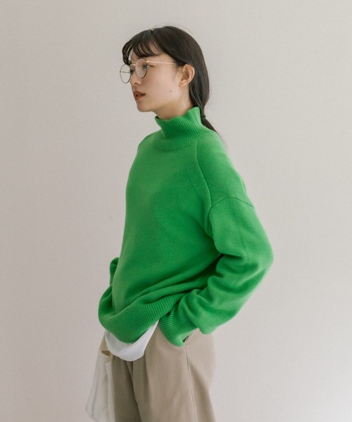 PUAL CE CIN（ピュアルセシン）の「【Du noir】ウォッシャブルニットハイネックプルオーバー（ニット/セーター・レディース・ブラック/グレー/レッド/グリーン・FREE）」の3枚目の写真