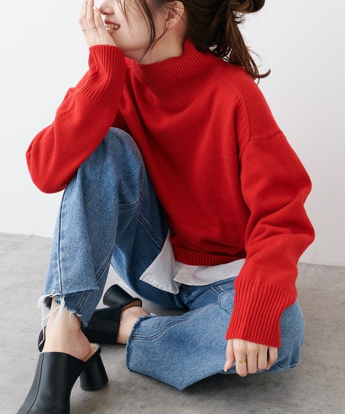 PUAL CE CIN（ピュアルセシン）の「【Du noir】ウォッシャブルニットハイネックプルオーバー（ニット/セーター・レディース・ブラック/グレー/レッド/グリーン・FREE）」の8枚目の写真