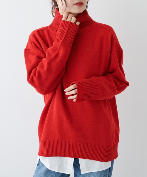 PUAL CE CIN（ピュアルセシン）の「【Du noir】ウォッシャブルニットハイネックプルオーバー（ニット/セーター・レディース・ブラック/グレー/レッド/グリーン・FREE）」の11枚目の写真