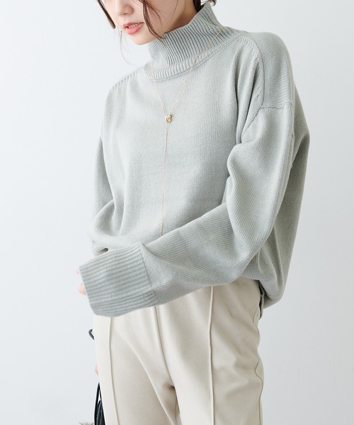 PUAL CE CIN（ピュアルセシン）の「【Du noir】ウォッシャブルニットハイネックプルオーバー（ニット/セーター・レディース・ブラック/グレー/レッド/グリーン・FREE）」の6枚目の写真