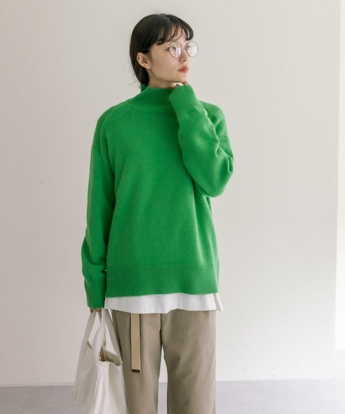 PUAL CE CIN（ピュアルセシン）の「【Du noir】ウォッシャブルニットハイネックプルオーバー（ニット/セーター・レディース・ブラック/グレー/レッド/グリーン・FREE）」の7枚目の写真