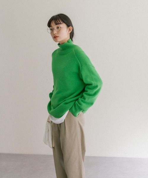 PUAL CE CIN（ピュアルセシン）の「【Du noir】ウォッシャブルニットハイネックプルオーバー（ニット/セーター・レディース・ブラック/グレー/レッド/グリーン・FREE）」の5枚目の写真