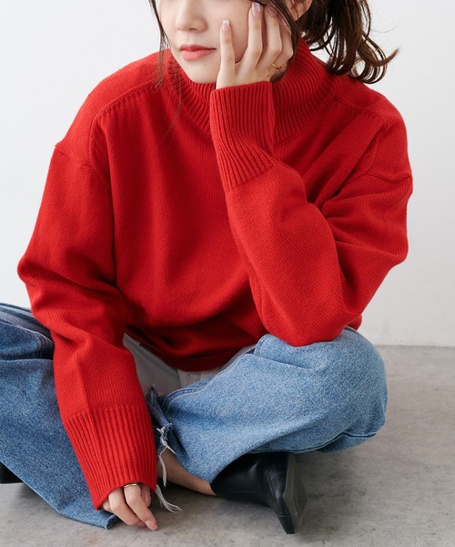 PUAL CE CIN（ピュアルセシン）の「【Du noir】ウォッシャブルニットハイネックプルオーバー（ニット/セーター・レディース・ブラック/グレー/レッド/グリーン・FREE）」の21枚目の写真