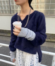 SHENERY | ファーカシミヤキーネックプルオーバー(ニット/セーター)