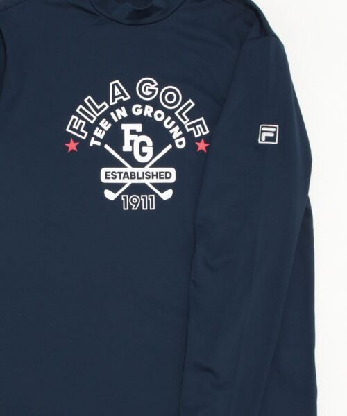 FILA GOLF(フィラゴルフ )の「FILA GOLF/フィラ ゴルフ モックネックシャツ 長袖 プルオーバー Tシャツ 薄手 スムース トップス 吸汗速乾 UVカット 接触冷感(Tシャツ/カットソー・メンズ・オレンジ/ホワイト/ネイビー・L/LL/M/3L)」の5枚目の写真