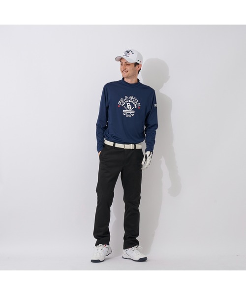 FILA GOLF(フィラゴルフ )の「FILA GOLF/フィラ ゴルフ モックネックシャツ 長袖 プルオーバー Tシャツ 薄手 スムース トップス 吸汗速乾 UVカット 接触冷感(Tシャツ/カットソー・メンズ・オレンジ/ホワイト/ネイビー・L/LL/M/3L)」の7枚目の写真
