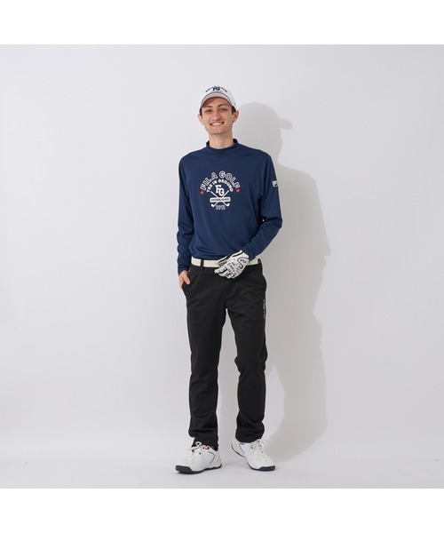 FILA GOLF(フィラゴルフ )の「FILA GOLF/フィラ ゴルフ モックネックシャツ 長袖 プルオーバー Tシャツ 薄手 スムース トップス 吸汗速乾 UVカット 接触冷感(Tシャツ/カットソー・メンズ・オレンジ/ホワイト/ネイビー・L/LL/M/3L)」の8枚目の写真