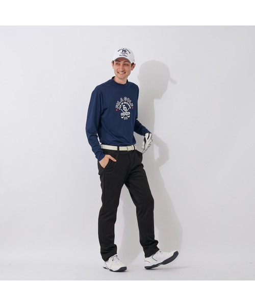 FILA GOLF(フィラゴルフ )の「FILA GOLF/フィラ ゴルフ モックネックシャツ 長袖 プルオーバー Tシャツ 薄手 スムース トップス 吸汗速乾 UVカット 接触冷感(Tシャツ/カットソー・メンズ・オレンジ/ホワイト/ネイビー・L/LL/M/3L)」の9枚目の写真