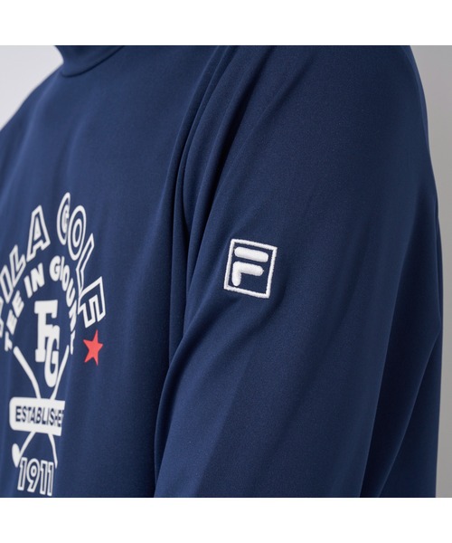FILA GOLF(フィラゴルフ )の「FILA GOLF/フィラ ゴルフ モックネックシャツ 長袖 プルオーバー Tシャツ 薄手 スムース トップス 吸汗速乾 UVカット 接触冷感(Tシャツ/カットソー・メンズ・オレンジ/ホワイト/ネイビー・L/LL/M/3L)」の14枚目の写真