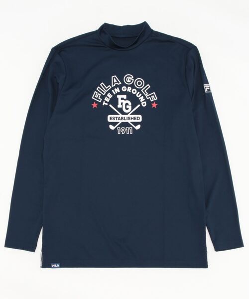 FILA GOLF(フィラゴルフ )の「FILA GOLF/フィラ ゴルフ モックネックシャツ 長袖 プルオーバー Tシャツ 薄手 スムース トップス 吸汗速乾 UVカット 接触冷感(Tシャツ/カットソー・メンズ・オレンジ/ホワイト/ネイビー・L/LL/M/3L)」の17枚目の写真