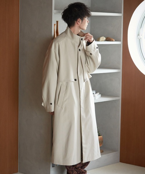ローリーズファーム  Airy Wool  ホワイトコート セール】メランジツイルヨークコート 123213（トレンチコート