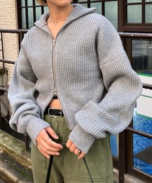 【Snap club】2WAYジップアップショート丈ニット