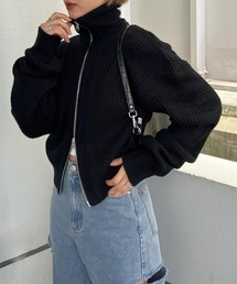 【Snap club】2WAYジップアップショート丈ニット