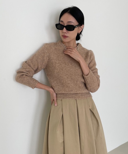 Didot.showroom(ディドット ショールーム)の「ミックスカラーラウンドニット(ニット/セーター・レディース・ライトブルーグレー/ベージュ/オレンジ/モカ/ブラウン・FREE)」の1枚目の写真