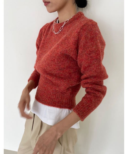 Didot.showroom(ディドット ショールーム)の「ミックスカラーラウンドニット(ニット/セーター・レディース・ライトブルーグレー/ベージュ/オレンジ/モカ/ブラウン・FREE)」の5枚目の写真