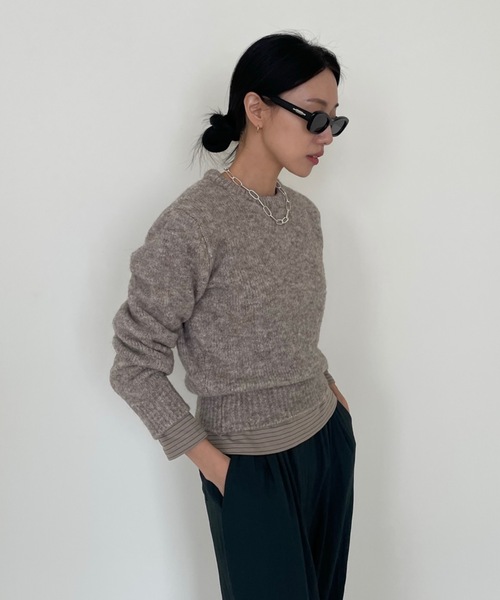 Didot.showroom(ディドット ショールーム)の「ミックスカラーラウンドニット(ニット/セーター・レディース・ライトブルーグレー/ベージュ/オレンジ/モカ/ブラウン・FREE)」の15枚目の写真