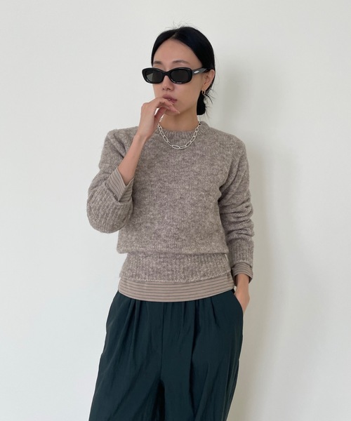 Didot.showroom(ディドット ショールーム)の「ミックスカラーラウンドニット(ニット/セーター・レディース・ライトブルーグレー/ベージュ/オレンジ/モカ/ブラウン・FREE)」の16枚目の写真