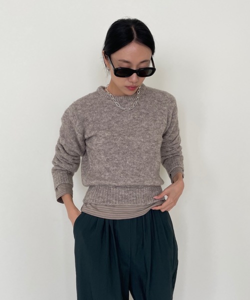 Didot.showroom(ディドット ショールーム)の「ミックスカラーラウンドニット(ニット/セーター・レディース・ライトブルーグレー/ベージュ/オレンジ/モカ/ブラウン・FREE)」の18枚目の写真