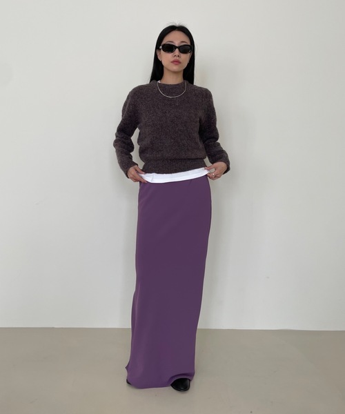 Didot.showroom(ディドット ショールーム)の「ミックスカラーラウンドニット(ニット/セーター・レディース・ライトブルーグレー/ベージュ/オレンジ/モカ/ブラウン・FREE)」の6枚目の写真