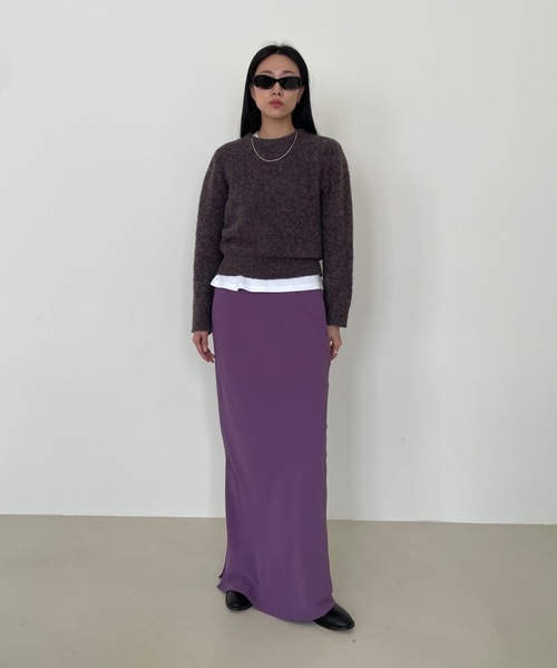 Didot.showroom(ディドット ショールーム)の「ミックスカラーラウンドニット(ニット/セーター・レディース・ライトブルーグレー/ベージュ/オレンジ/モカ/ブラウン・FREE)」の7枚目の写真