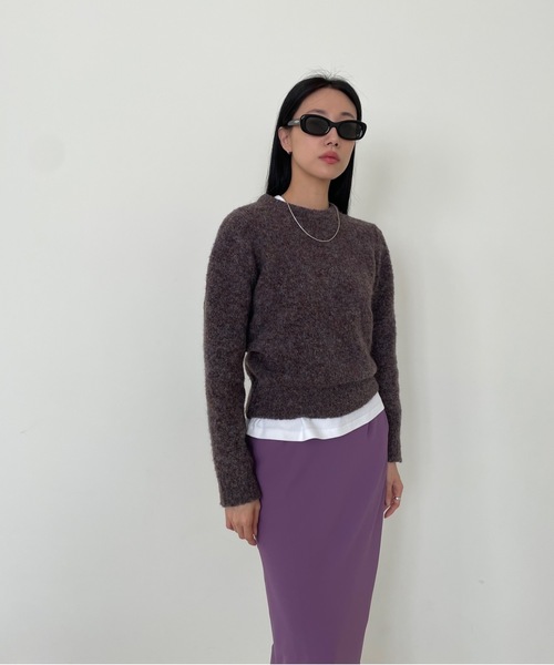 Didot.showroom(ディドット ショールーム)の「ミックスカラーラウンドニット(ニット/セーター・レディース・ライトブルーグレー/ベージュ/オレンジ/モカ/ブラウン・FREE)」の8枚目の写真