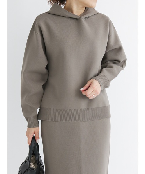 Samansa Mos2 blue(サマンサモスモスブルー)の「ニットパーカー【セットアップ可】(パーカー・レディース・モカ/チャコール/キナリ・フリ-)」の3枚目の写真