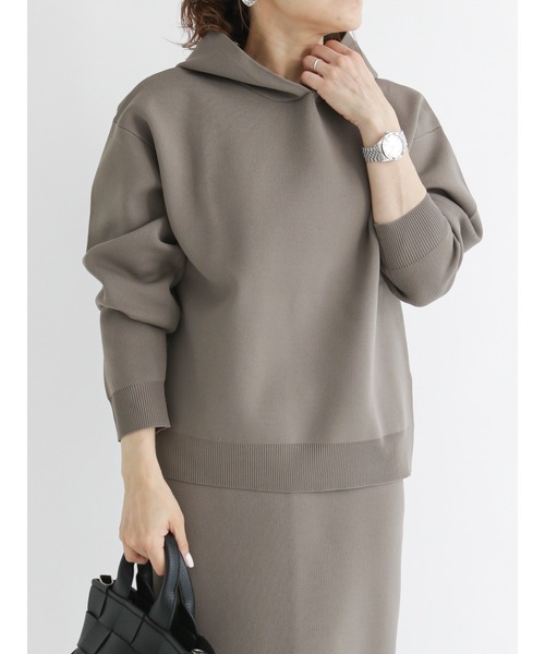 Samansa Mos2 blue(サマンサモスモスブルー)の「ニットパーカー【セットアップ可】(パーカー・レディース・モカ/チャコール/キナリ・フリ-)」の8枚目の写真