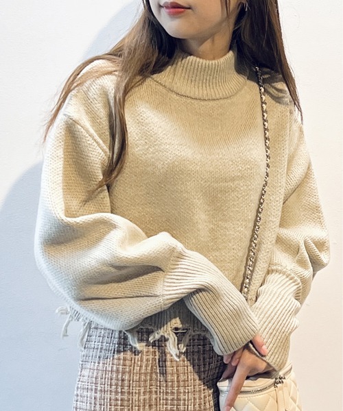 one way（ワンウェイ）の「ブロークンショートニット（ニット/セーター・レディース・ライトグレー/ライトブルー/ベージュ/イエロー・FREE）」の2枚目の写真