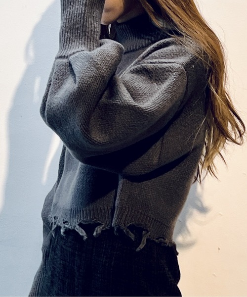 one way（ワンウェイ）の「ブロークンショートニット（ニット/セーター・レディース・ライトグレー/ライトブルー/ベージュ/イエロー・FREE）」の5枚目の写真