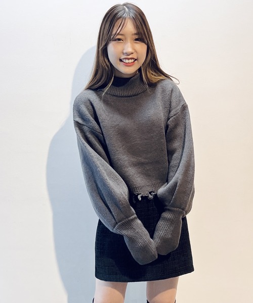 one way（ワンウェイ）の「ブロークンショートニット（ニット/セーター・レディース・ライトグレー/ライトブルー/ベージュ/イエロー・FREE）」の8枚目の写真