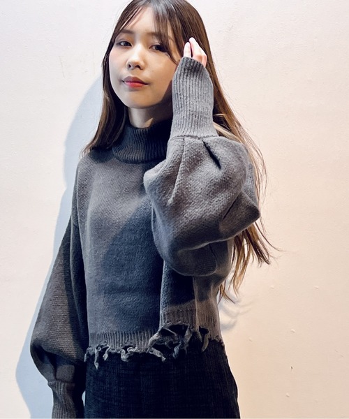 one way（ワンウェイ）の「ブロークンショートニット（ニット/セーター・レディース・ライトグレー/ライトブルー/ベージュ/イエロー・FREE）」の7枚目の写真