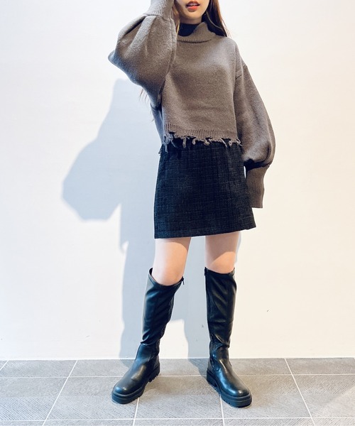 one way（ワンウェイ）の「ブロークンショートニット（ニット/セーター・レディース・ライトグレー/ライトブルー/ベージュ/イエロー・FREE）」の10枚目の写真